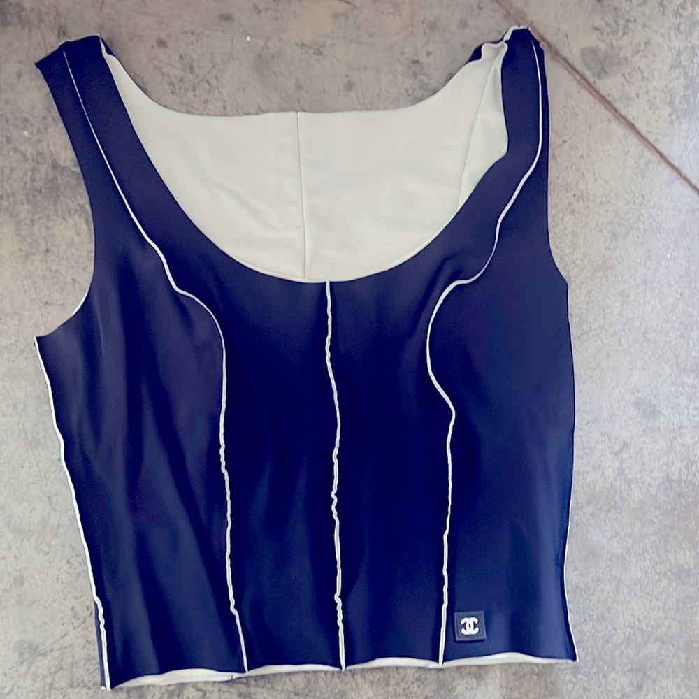 Blue and white cropped tank, brand new with tag.